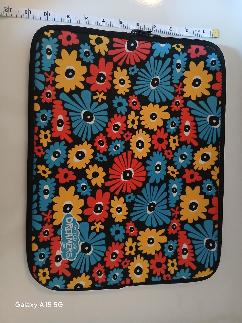 Dreamers Kids Floral Tablet Sleeve — Black with Blue, Yellow & Red Flowers